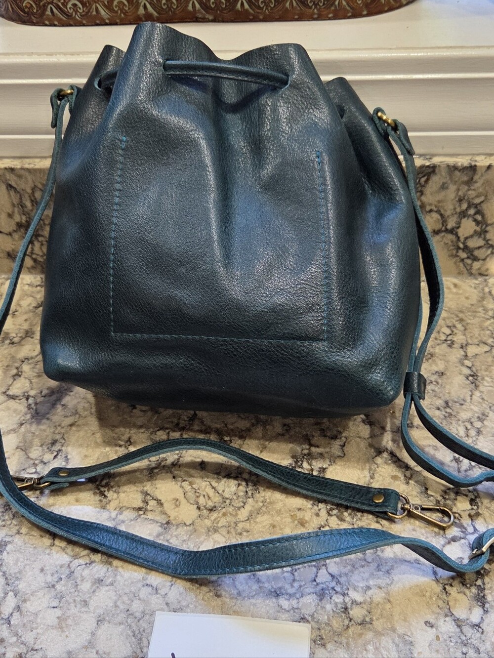 Portland Leather Lagoon Drawstring Bucket Crossbody Bag - Picture 2 of 5